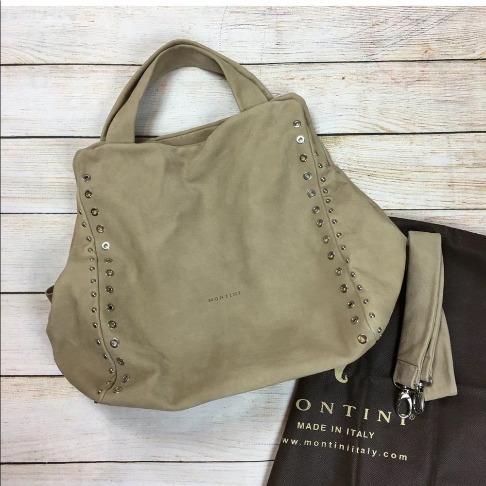 Montini beige leather handbag from Italy NEW